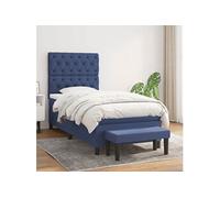 vidaXL Lit à sommier tapissier avec matelas Bleu 80x200 cm Tissu