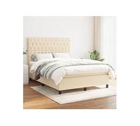Boxspring met matras stof crÃmekleurig 140x190 cm3142014
