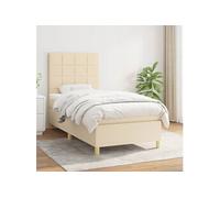 vidaXL Lit à sommier tapissier et matelas Crème 90x190 cm Tissu