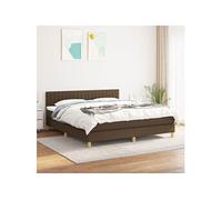 vidaXL Lit à sommier tapissier avec matelas Marron foncé 160x200 cm