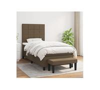 Boxspring met matras stof donkerbruin 90x200 cm3136568