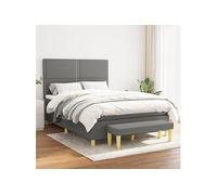Boxspring met matras stof donkergrijs 140x200 cm3137078