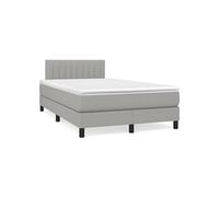 vidaXL Sommier à lattes de lit et matelas gris clair 120x190 cm tissu