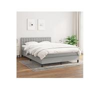 vidaXL 140x190 cm Light Grey Bed Frame with Mattress
