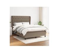 vidaXL Lit à sommier tapissier avec matelas Taupe 140x190 cm Tissu