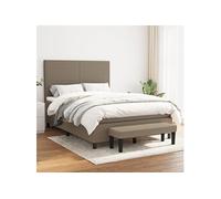 vidaXL Lit à sommier tapissier avec matelas Taupe 140x190 cm Tissu