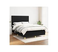 vidaXL Lit à sommier tapissier avec matelas Noir 140x190 cm Tissu