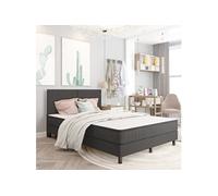 vidaXL Boxspring stof donkergrijs 140x200 cm3054708 Gris G