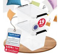 BOXXivo Boîtes de rangement avec couvercle 19 L - Lot de 2 - boîtes de rangement sans BPA et compatibles alimentaire - caisses de rangement avec couvercle