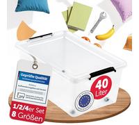 BOXXivo Boîtes de rangement avec couvercle 40 L - Lot de 1 - boîtes de rangement sans BPA et compatibles alimentaire - caisses de rangement avec couvercle