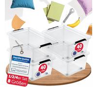 BOXXivo Boîtes de rangement avec couvercle 40 L - Lot de 4 - boîtes de rangement sans BPA et compatibles alimentaire - caisses de rangement avec couvercle