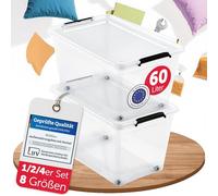 BOXXivo Boîtes de rangement avec couvercle 60 L - Lot de 2 - boîtes de rangement sans BPA et compatibles alimentaire - caisses de rangement avec couvercle