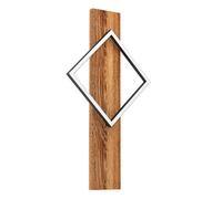 EGLO Applique murale intérieure LED Boyal, lampe avec poutre en bois, luminaire en bois rustique et métal noir, spot certifié FSC, blanc chaud, 56 cm