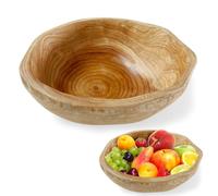 BOYIFEIJIE Bol en Bois Naturel pour Fruits - Sculpté à la Main avec Forme Irrégulière - Coupe Créative pour Snacks, Salades et Décoration - Pièce Unique pour Cuisine et Table (20-24cm)