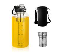 BOYIFEIJIE Bouteille Verre 1L, Carafe Eau Verre en Borosilicate Épais et Résistant, avec Infuseur à Thé, Idéale comme Bouteille Infuseur à Thé pour le Thé Glacé ou Chaud, Facile à Nettoyer