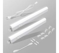 BOYIR Réglette LED Lot de 2, 31.5cm Lampe de Placard 4000K Blanc Neutre, Lampe d'Armoire à Interrupteur, 500lm LED Cuisine Connectable, Reglette LED Cuisine pour Placard, Armoire, Escalier, Couloir