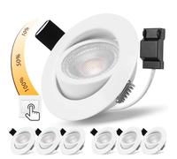 BOYIR Spot LED Encastrable Orientable, 5W Spot Led Plafond Blanc Dimmable 220V Blanc Chaud 3000K 500LM Spot Encastrable LED Extra Plat, IP44 Spots Encastrés Ø68-75mm, Chambre, Salle de Bain Lot de 6