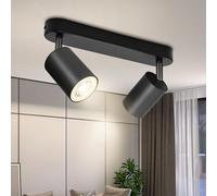 BOYIR Spot Plafond GU10 Plafonnier 2 Spots Noir Orientable | Moderne Luminaire Intérieur Plafonnier Éclairage de Plafond pour Cuisine, Chambre, Salon, Couloir, Sans Ampoules
