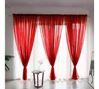 BOYOUTH Rideaux en voile de couleur unie, avec passe-tringle en mousseline pour la chambre, le salon, l'hôtel, grand rouge, 1 panneau, 99 x 198 cm