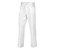 BP 1643-686-21-Ml, Pantalon unisexe, style jeans avec dos élastique réglable 230,00 g/m², tissu mélangé avec stretch blanc, Ml