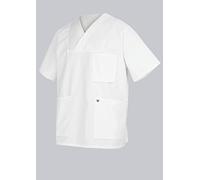 BP 1653-400-21-Mn, Tunique unisexe à enfiler, manches 1/2, col en V avec chevauchement et 1 bouton-pression, 215,00 g/m², mélange de tissu blanc, Mn