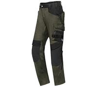 BP 1825-032-7332-30n Mélange de tissu avec pantalon de travail stretch pour hommes, taille haute dans le dos, 65% polyester/35% coton, olive/noir, 30 N Taille
