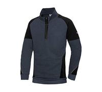 BP 1828-293-1432-S Sweat-shirt à manches longues pour homme en mélange de tissu avec col montant zippé 60% coton/40% polyester Bleu nuit/noir Taille S