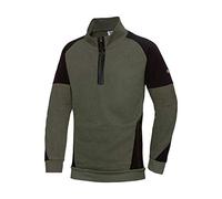 BP 1828-293-7332-M Sweat-shirt à manches longues pour homme en mélange de tissu avec col montant zippé 60% coton/40% polyester Olive/noir Taille M