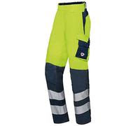 BP 2206-590-6614-47/48n Pantalon de travail pour homme, silhouette mince avec taille haute à l'arrière, 48,5% modacrylique/34% coton/17% polyamide/0,5% autres fibres, jaune avertissement/bleu