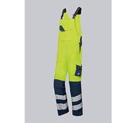 BP 2207-590-6614-30n Salopette pour homme, bretelles élastiques avec fixations à clips, 48,5% modacrylique, 34% coton, 17% polyamide, 0,5% autres fibres, jaune avertissement/bleu nuit, taille 30 N