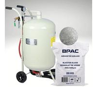 BPAC Sableuse Mobile 75 L + Abrasif Granulat de Verre 20 KG 300-600 - Kit Sablage de Sableuse Mobile avec un Sac d'Abrasif