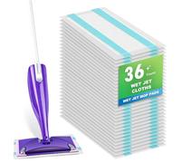 Bpbdzz Lot de 36 recharges de serpillères jetables pour balai Swiffer Wet Jet - Tampons à jet humide pour tous les types de sols - 5 couches épaisses, durables et super absorbantes