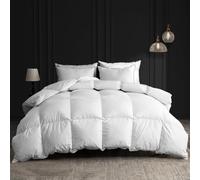 BPC Couette 200x200 Duvet d'oie 100% Coton Bio, 50% Duvet et 50% Plumes 4 Saisons Couette, Chaleur Moyenne avec Oeko-Tex et RDS Certifiés, Poids de Remplissage: 1150g, 2 Personnes Toute L'année