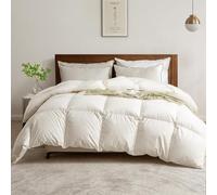BPC Couette en Plumes d'oie et Duvet 200x200 cm, Couettes pour Hotel de Luxe Naturelle 4 Saisons, 100% Coton Biologique, Certifiée Oeko-Tex et RDS, Couette 2 Personnes Blanc, Fluffy Medium Down Duvet