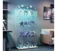 BPKADHY Vitrine en verre avec LED - Moderne - Pour objets de collection et livres de vin - 4 étagères en verre et 2 portes verrouillables - 163 x 78 x 35 cm - Blanc (blanc, 2 portes, 4 couches, LED-A)