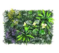 Bprtcra Panneau Mur Végétal Artificiel Intérieur Extérieur 60x40cm，B05 | Murale Feuillage Dense Fougère Lierre Lavande Plante Synthétique Intérieur Extérieur Imperméable