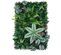 Bprtcra Panneau Mural Végétal Artificiel 60x40cm, Décoration Murale Plantes Synthétiques, Haie Artificielle pour Jardin, Terrasse, Intérieur, Extérieur, Mur Vert Décoratif sans Entretien (B11)