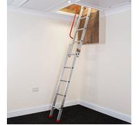 BPS Échelle coulissante pour grenier en Aluminium 2 sections avec main courante marches en D 150 kg