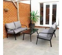 BPS® Ensemble de mobilier de jardin The Camelford | Ensemble de mobilier de jardin | Hydrofuge | Verre trempé | Ensemble 3 pièces