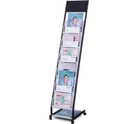 BPT Porte-brochures au sol Porte-brochures a4 avec 4 roues et 6 couches pour salles de réception ou bureaux et expositions diverses