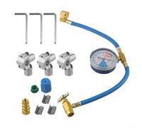 BPV31 Kit de soupape perforation avec manomètre, vanne de refoulement de réfrigérant pour tuyaux 1/4" 5/16" 3/8", R134A/R12 Climatiseur Réfrigérateur Maintenance