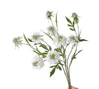BQEE Lot de 3 fleurs artificielles de scabiosa Atropurpurea en soie - 60 cm de hauteur - Longue tige - Pour décoration de maison, mariage, restaurant, hôtel (blanc)