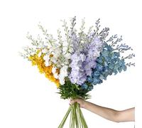 BQEE Lot de 3 fleurs d'alouette artificielles à longue tige en soie pour décoration d'intérieur (jaune)