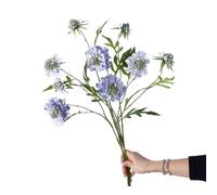 BQEE Lot de 3 fleurs de scabiosa artificielles Atropurpurea en soie - 60 cm de hauteur - Longue tige - Pour décoration de maison, mariage, restaurant, hôtel (bleu)