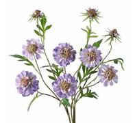 BQEE Lot de 3 fleurs de scabiosa artificielles Atropurpurea en soie - 60 cm de hauteur - Longue tige - Pour décoration de maison, mariage, restaurant, hôtel (violet)