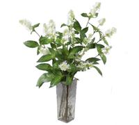 BQEE Lot de 4 tiges de patchouli artificielles de 73,7 cm - Plantes vertes, fleurs de menthe artificielles pour décoration de maison et de bureau (blanc)