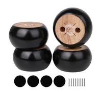 BQLZR Lot de 4 pieds de canapé ronds en bois noir 40 x 70 mm avec patins de pieds
