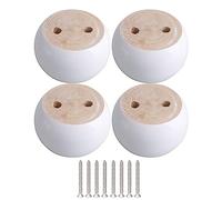 BQLZR Lot de 4 Pieds de Meubles Ronds en Bois d'eucalyptus Blanc 8 x 8 x 5 cm Peut Supporter Un Poids d'environ 100 kg