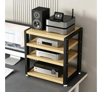 BQZKTVED Meuble HiFi en métal et Bois Multi-étages 2/3/4 Niveaux, Support multimédia AV Robuste pour amplificateur, Platine Vinyle, étagère stéréo compacte Salon Bureau