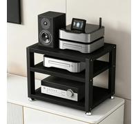 BQZKTVED Meuble HiFi en métal et Bois Multi-étages 2/3/4 Niveaux, Support multimédia AV Robuste pour amplificateur, Platine Vinyle, étagère stéréo compacte Salon Bureau